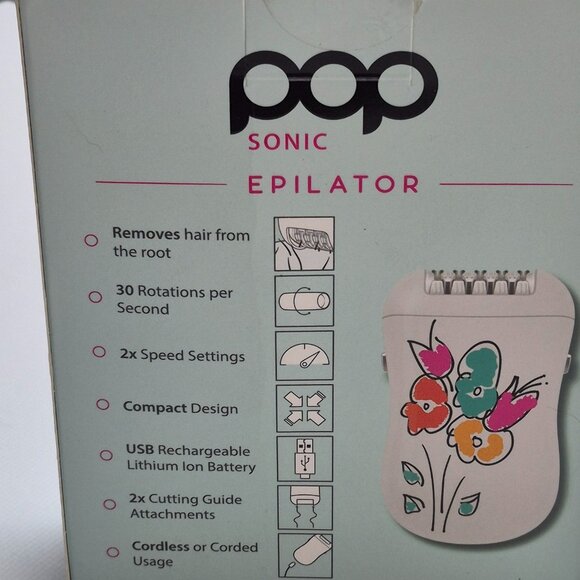 Pop Sonic Epilator Hair Removal Device - USB Rechargeable Cordless Or Corded Use - Picture 2 of 3